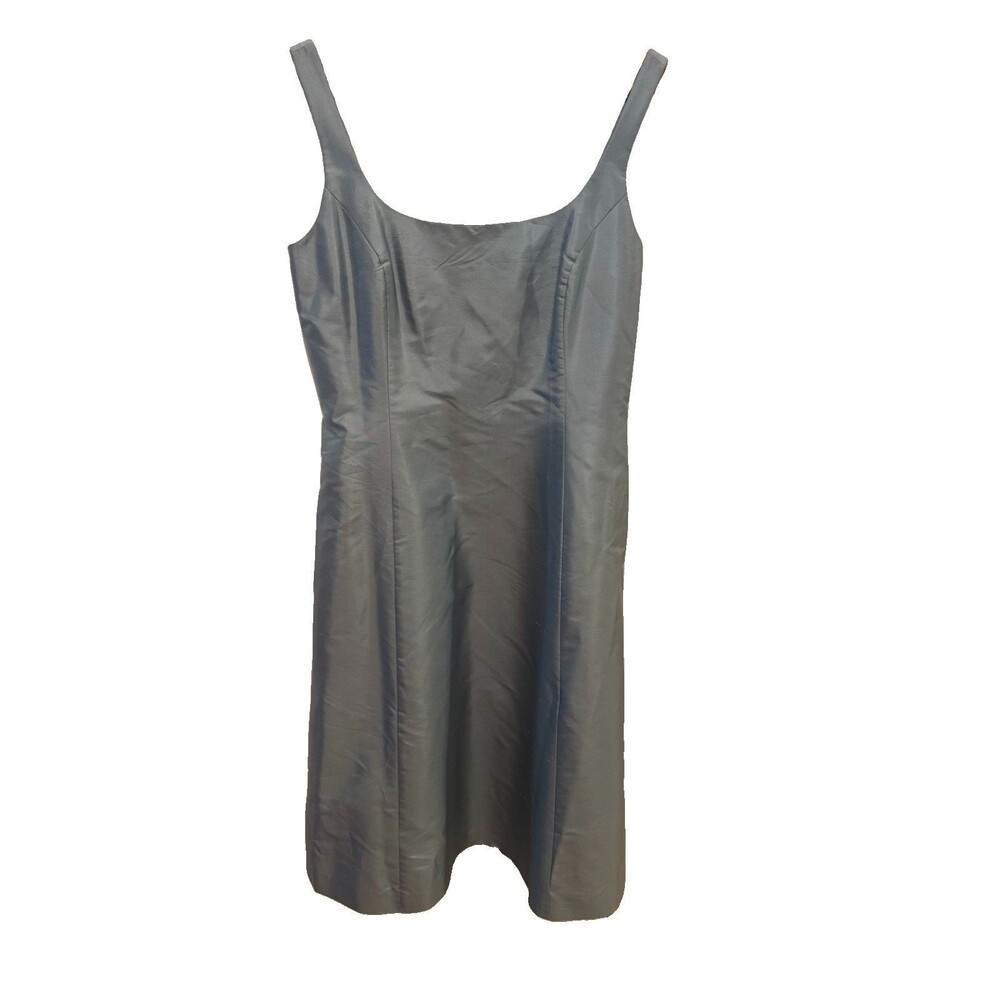 Ann Taylor 6 Sky Blue Dupioni Silk A-Line Sleeveless Tie Waist Dress
